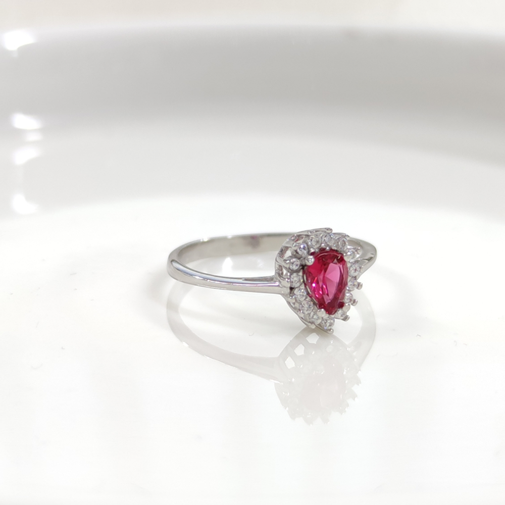 FUŞYA TAŞLI DAMLA GÜMÜŞ YÜZÜK - 18