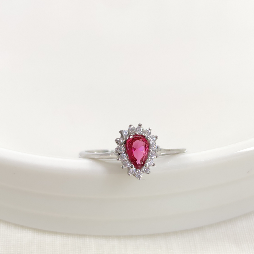 FUŞYA TAŞLI DAMLA GÜMÜŞ YÜZÜK - 18