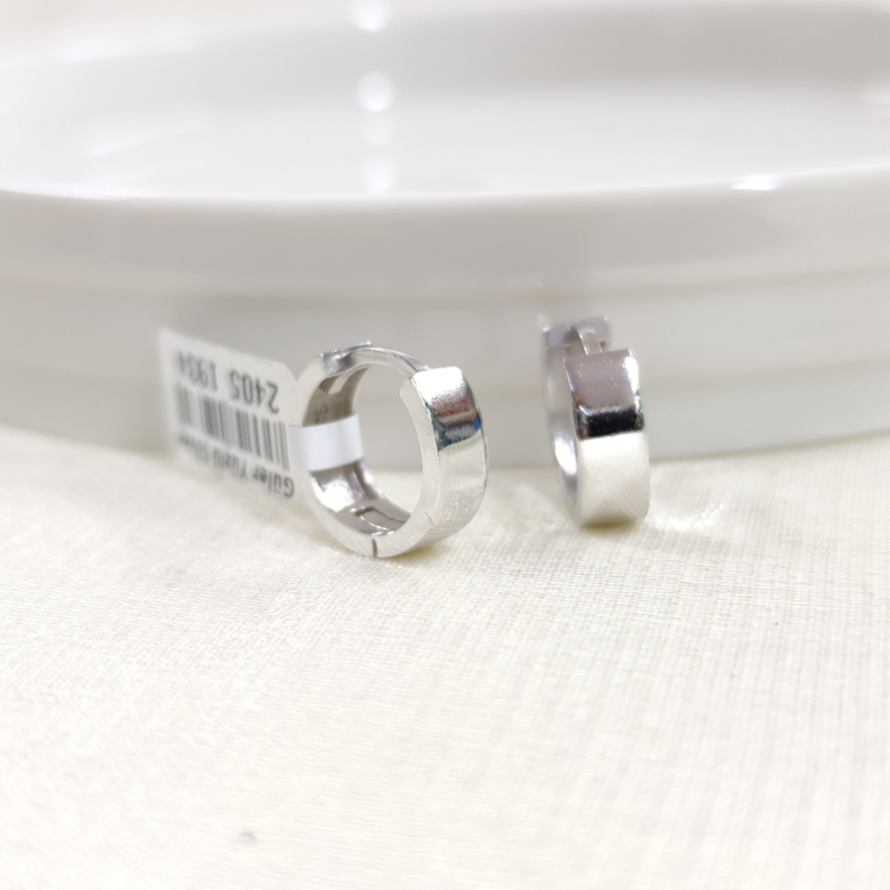 12 MM DÜZ BOMBELİ HALKA GÜMÜŞ KÜPE 5 MM - RODYUM BEYAZ