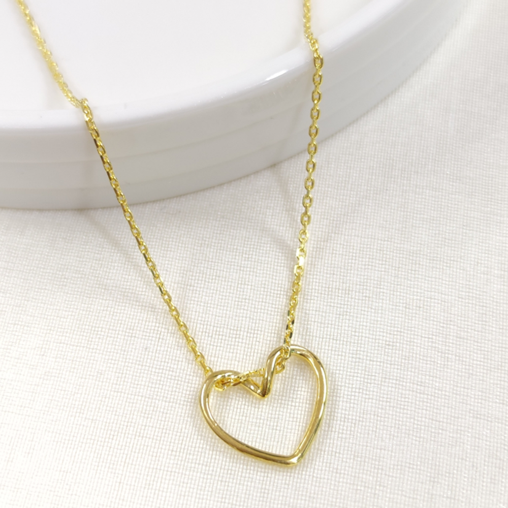 KALP GÜMÜŞ KOLYE - ALTIN SARI