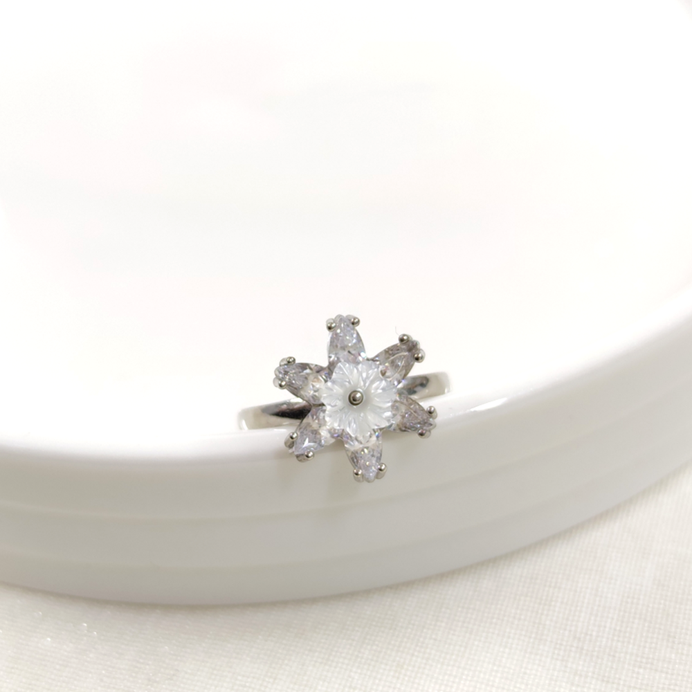 SEDEF ÇİÇEKLİ AYARLANABİLİR GÜMÜŞ YÜZÜK 1,5 CM