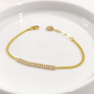 SU YOLU DETAY İNCE GURMET GÜMÜŞ BİLEKLİK - ALTIN SARI