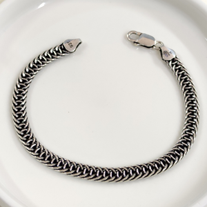 6,85 MM OKSİTLİ ZİNCİR GÜMÜŞ ERKEK BİLEKLİK