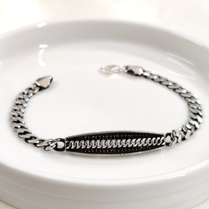 PLAKA OKSİTLİ GURMET GÜMÜŞ ERKEK BİLEKLİK 20 CM