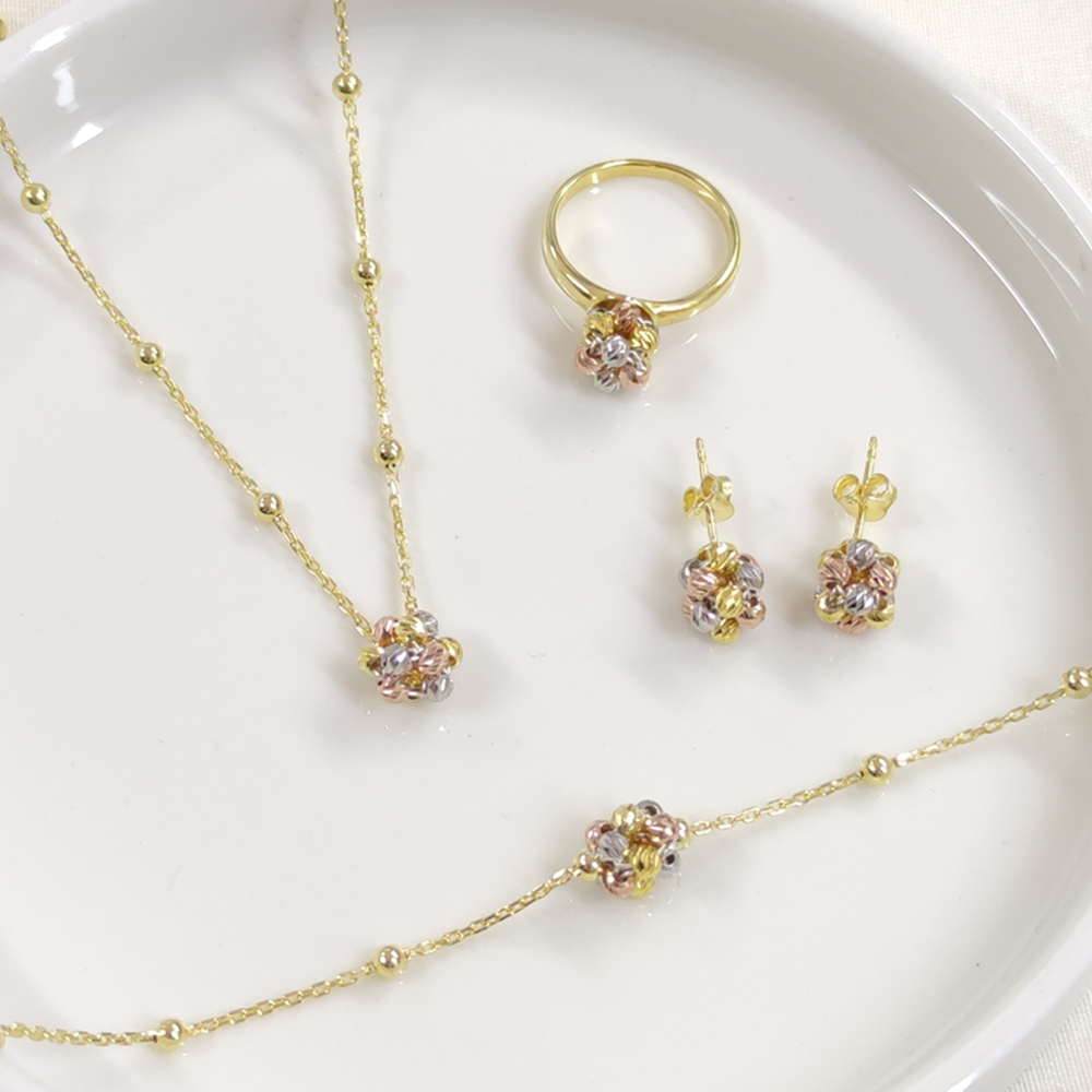 DORİCA ÜÇ RENK TOP DÖRTLÜ GÜMÜŞ SET