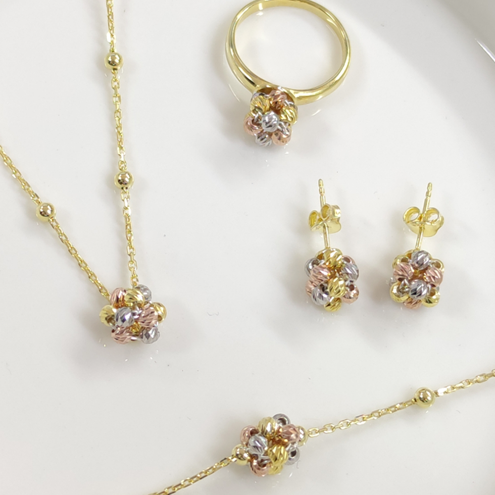 DORİCA ÜÇ RENK TOP DÖRTLÜ GÜMÜŞ SET