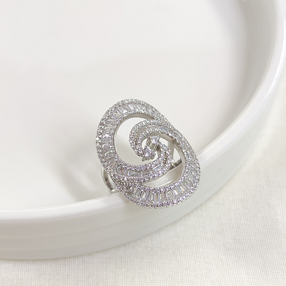 İTHAL BAGET TAŞ DETAYLI OVAL GÜMÜŞ YÜZÜK - 12