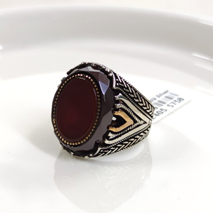 KAHVE TAŞLI OVAL GÜMÜŞ ERKEK YÜZÜK