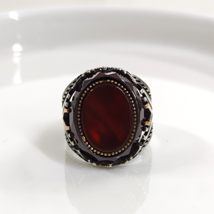 KAHVE TAŞLI OVAL GÜMÜŞ ERKEK YÜZÜK