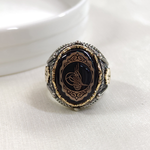 TUĞRALI OVAL GÜMÜŞ ERKEK YÜZÜK