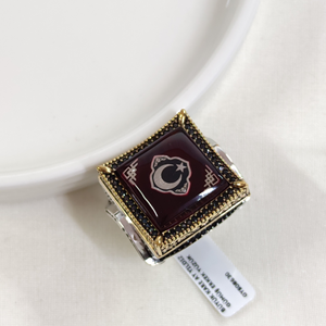 BÜYÜK KARE AY YILDIZ GÜMÜŞ ERKEK YÜZÜK