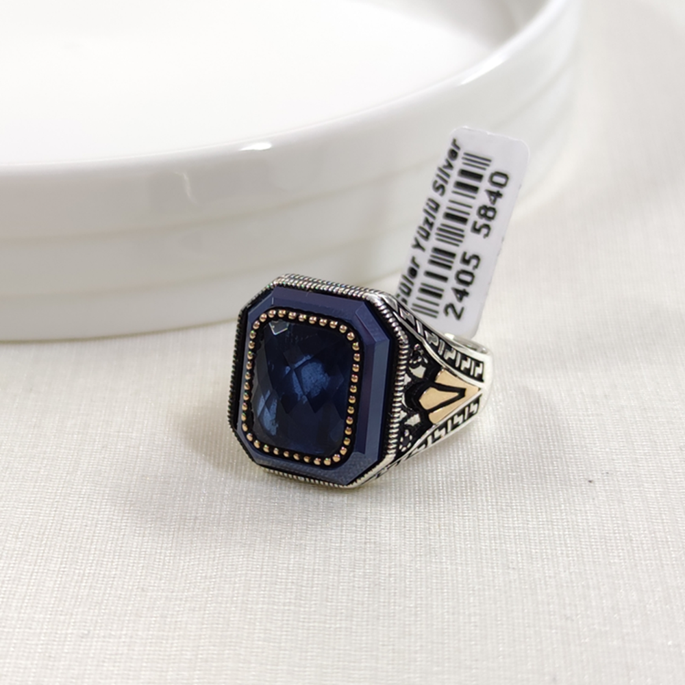 LACİ TAŞLI GÜMÜŞ ERKEK YÜZÜK