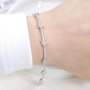 SU YOLU YILDIZ GÜMÜŞ BİLEKLİK 16+3 CM - RODYUM BEYAZ