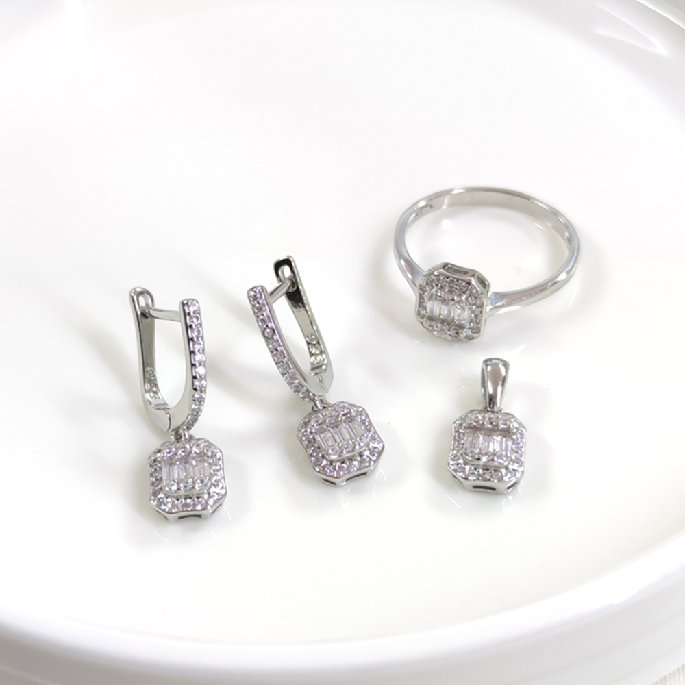 10 MM BAGET ÜÇLÜ GÜMÜŞ SET - 20