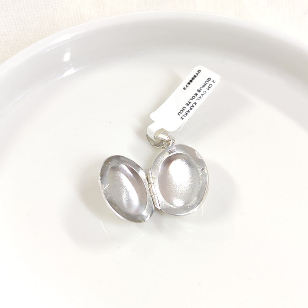 2 CM OVAL KAPAKLI GÜMÜŞ KOLYE UCU