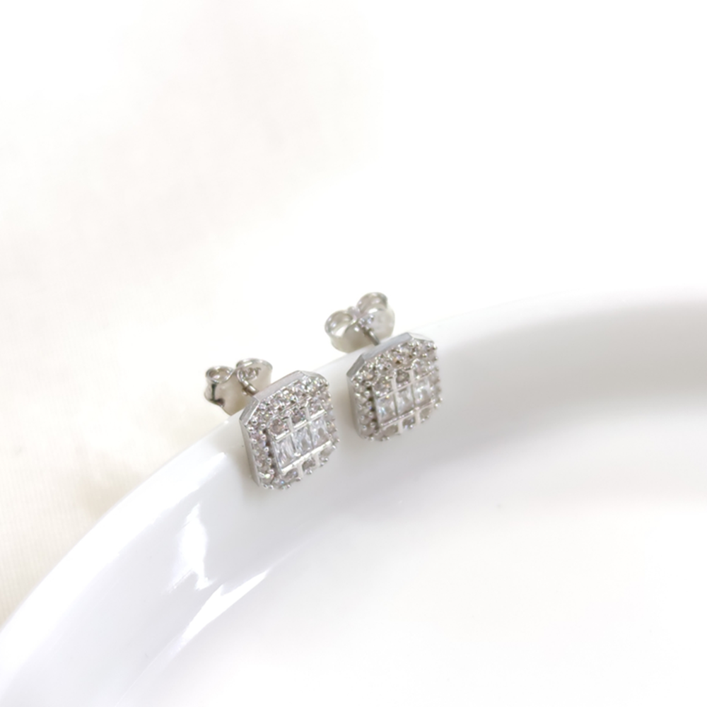 10 MM PIRLANTA MONTÜR BAGET ÇİVİ GÜMÜŞ KÜPE - RODYUM BEYAZ