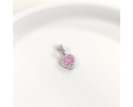 1 CM PEMBE KALP GÜMÜŞ KOLYE UCU