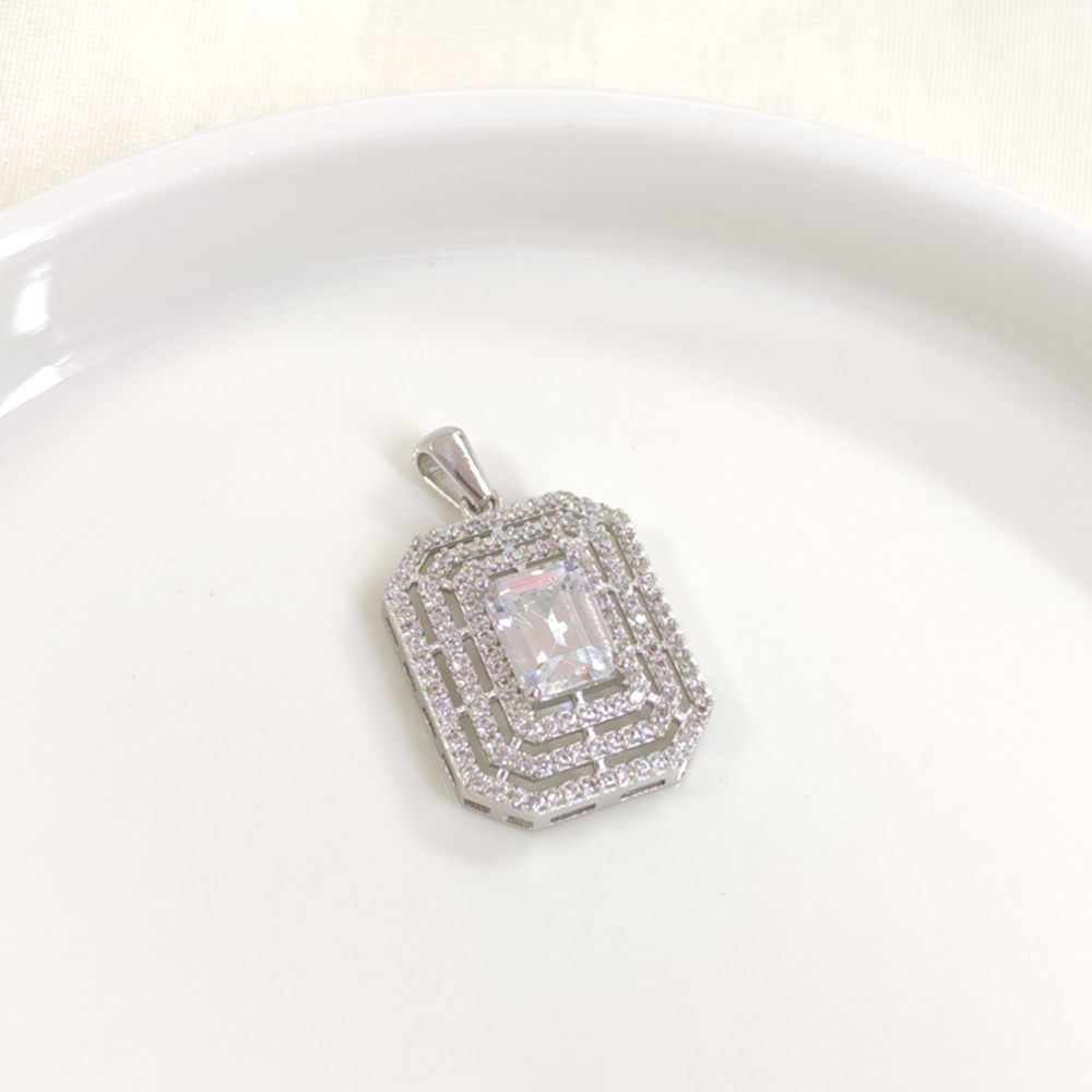 22 MM BAGET GÜMÜŞ KOLYE UCU - RODYUM BEYAZ