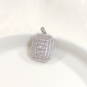 22 MM PIRLANTA MONTÜR BAGET GÜMÜŞ KOLYE UCU - RODYUM BEYAZ