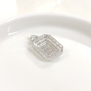 22 MM PIRLANTA MONTÜR BAGET GÜMÜŞ KOLYE UCU - RODYUM BEYAZ