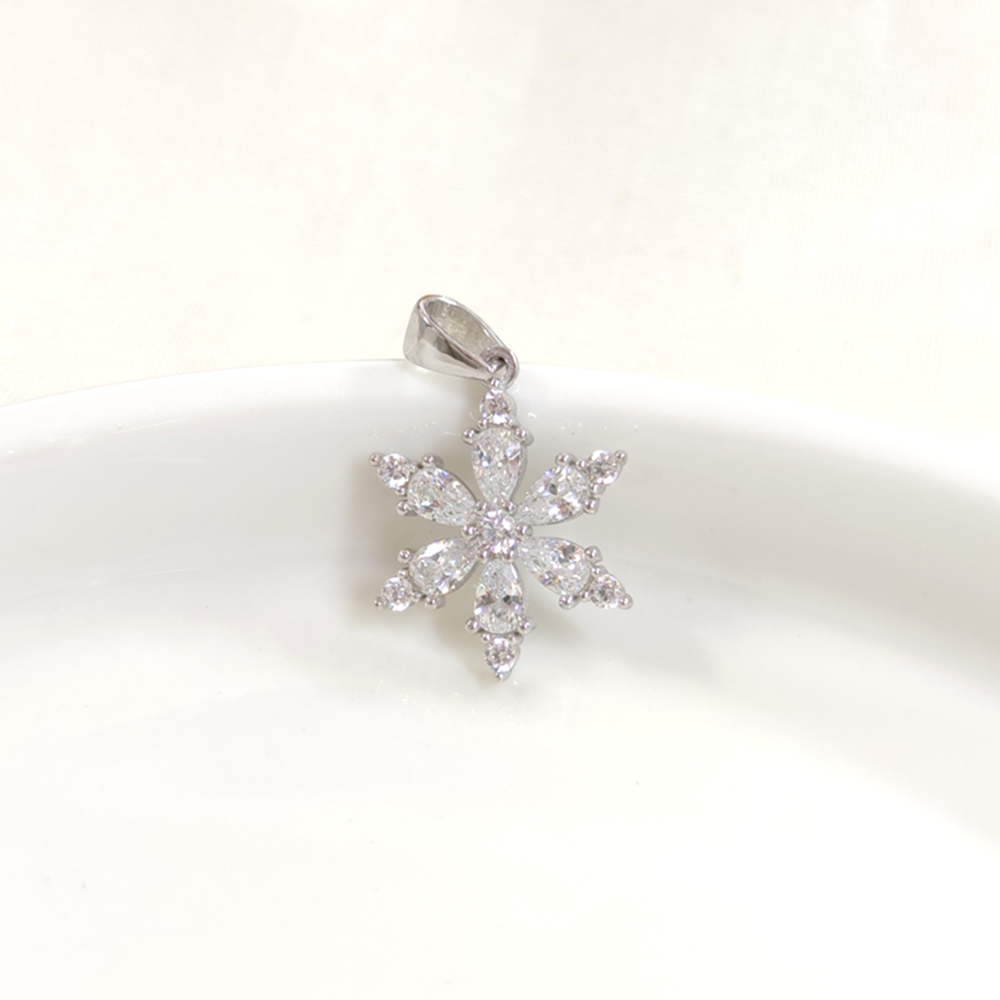 LOTUS ÇİÇEK GÜMÜŞ KOLYE UCU - RODYUM BEYAZ