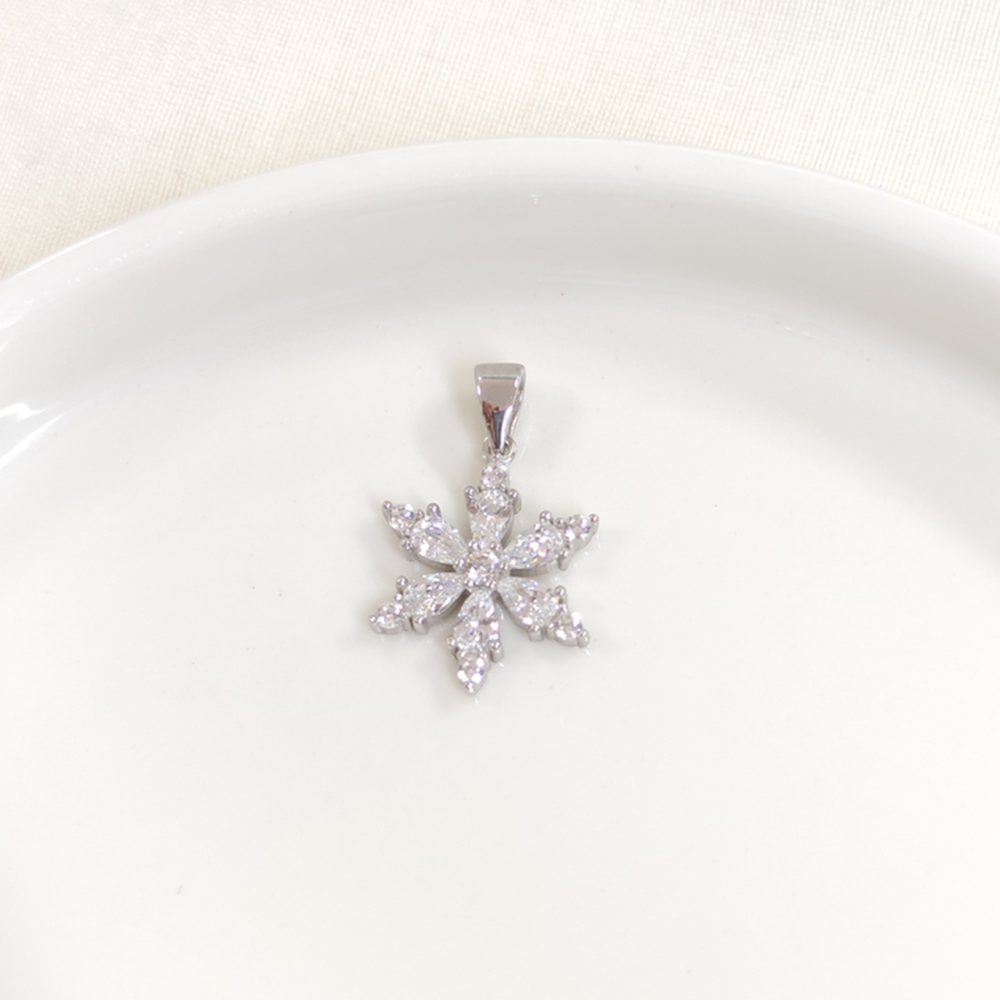 LOTUS ÇİÇEK GÜMÜŞ KOLYE UCU - RODYUM BEYAZ