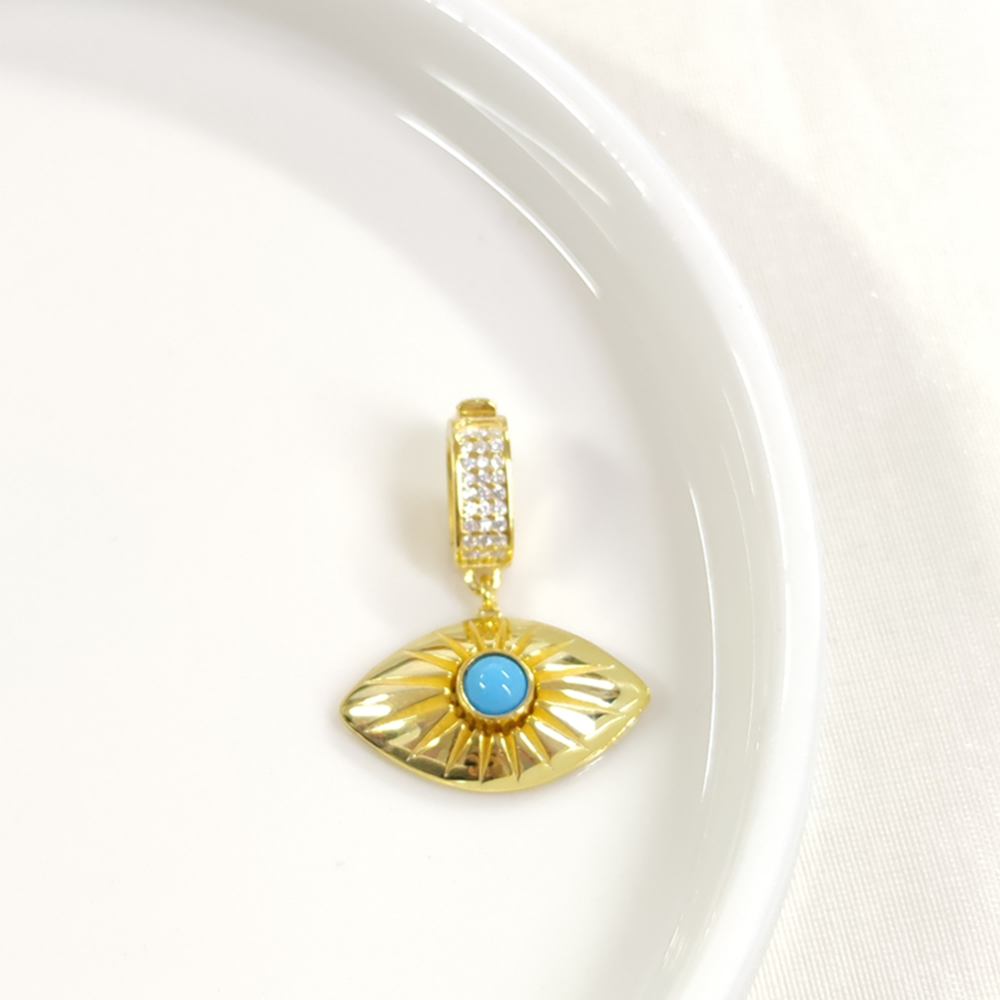 MAVİ GÖZ GÜMÜŞ KOLYE UCU 25MM