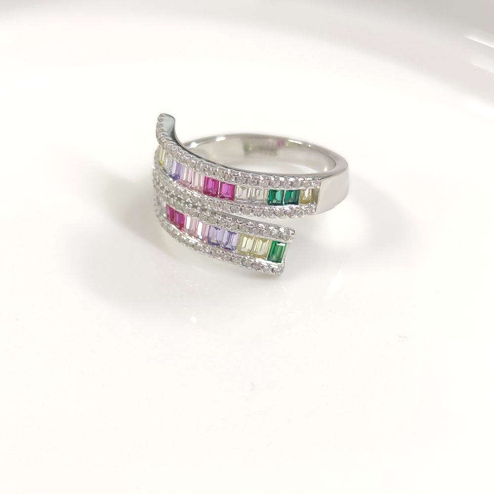 İTHAL RENKLİ SARMAL BAGET TAŞLI GÜMÜŞ YÜZÜK - 16