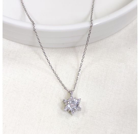 1 CM LOTUS GÜMÜŞ KOLYE 40+5 CM - RODYUM BEYAZ