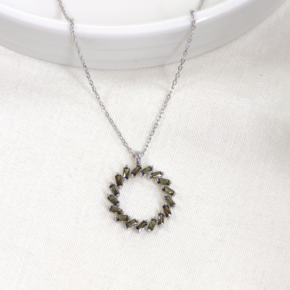 BAGET SULTANİT TAŞLI ÇEMBER GÜMÜŞ KOLYE