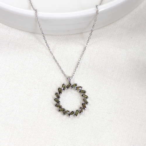 BAGET SULTANİT TAŞLI ÇEMBER GÜMÜŞ KOLYE