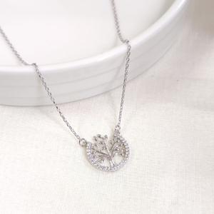 15 MM AĞAÇ GÜMÜŞ KOLYE 40+5 CM - RODYUM BEYAZ