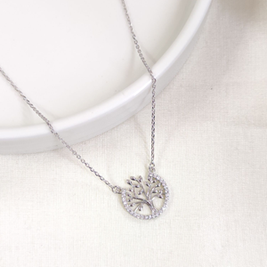 15 MM AĞAÇ GÜMÜŞ KOLYE 40+5 CM