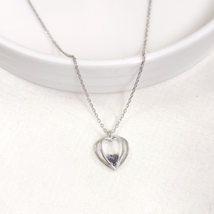 12 MM MİSTİK TOPAZ TAŞLI KALP GÜMÜŞ KOLYE 40+5 CM