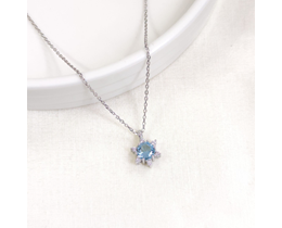 1 CM MAVİ TAŞLI LOTUS GÜMÜŞ KOLYE 40+5 CM