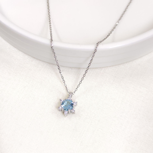 1 CM MAVİ TAŞLI LOTUS GÜMÜŞ KOLYE 40+5 CM