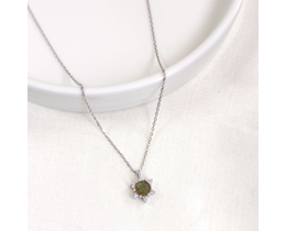 1 CM SULTANİT TAŞLI LOTUS GÜMÜŞ KOLYE 40+5 CM