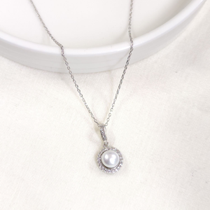 12 MM İNCİ GÜMÜŞ KOLYE 40+5 CM