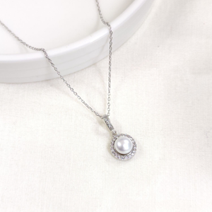 12 MM İNCİ GÜMÜŞ KOLYE 40+5 CM