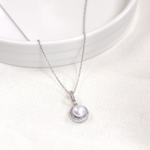 12 MM İNCİ GÜMÜŞ KOLYE 40+5 CM