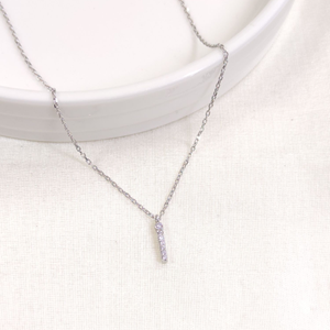 1 CM TAŞLI İ HARF GÜMÜŞ KOLYE 40+5 CM