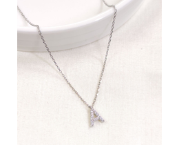 1 CM TAŞLI A HARF GÜMÜŞ KOLYE 40+5 CM