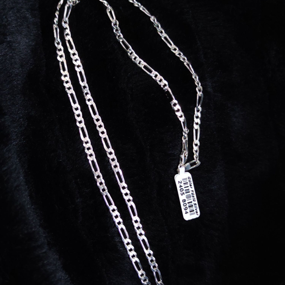 3,5 MM FİGARO GÜMÜŞ ZİNCİR KOLYE 65 CM