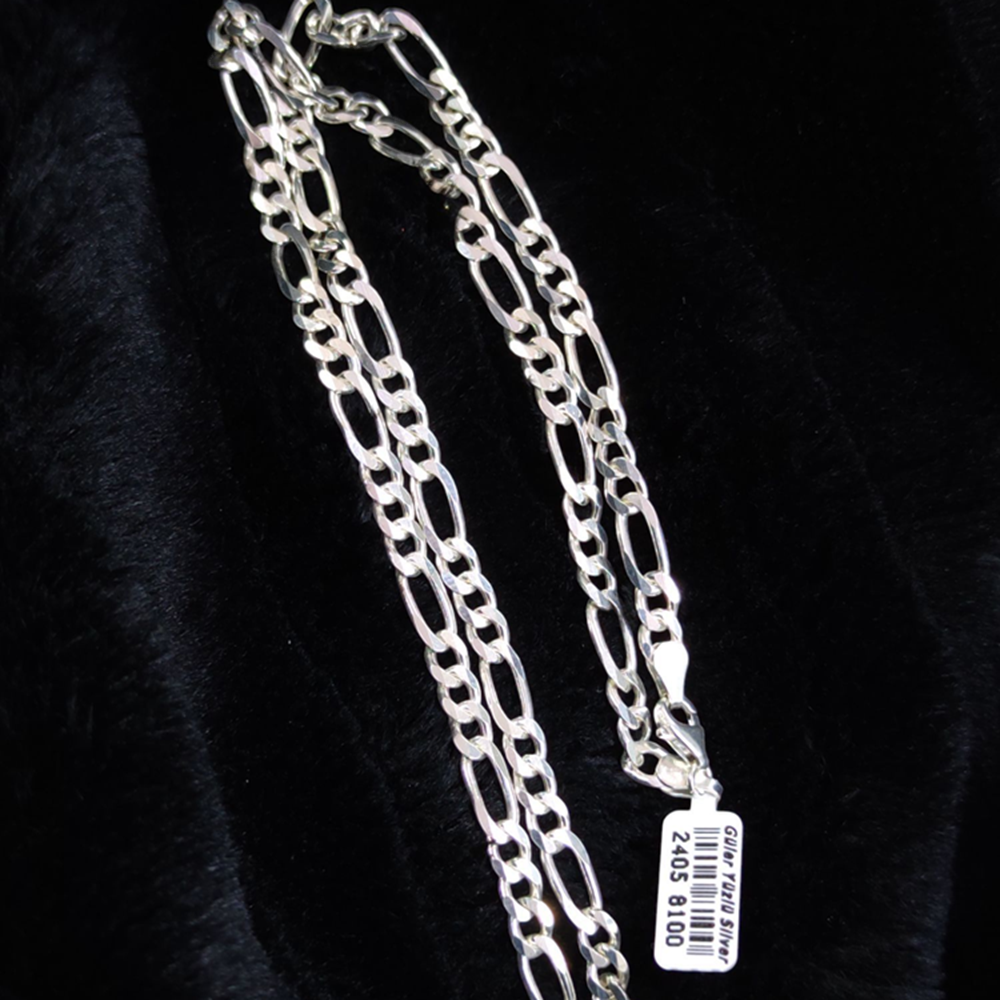 6 MM FIGARO GÜMÜŞ ERKEK ZİNCİR KOLYE 60 CM