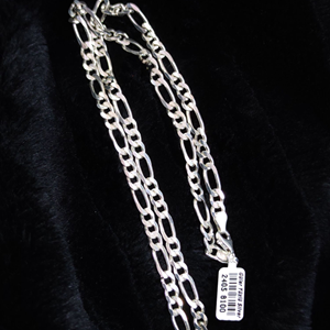 6 MM FIGARO GÜMÜŞ ERKEK ZİNCİR KOLYE 60 CM