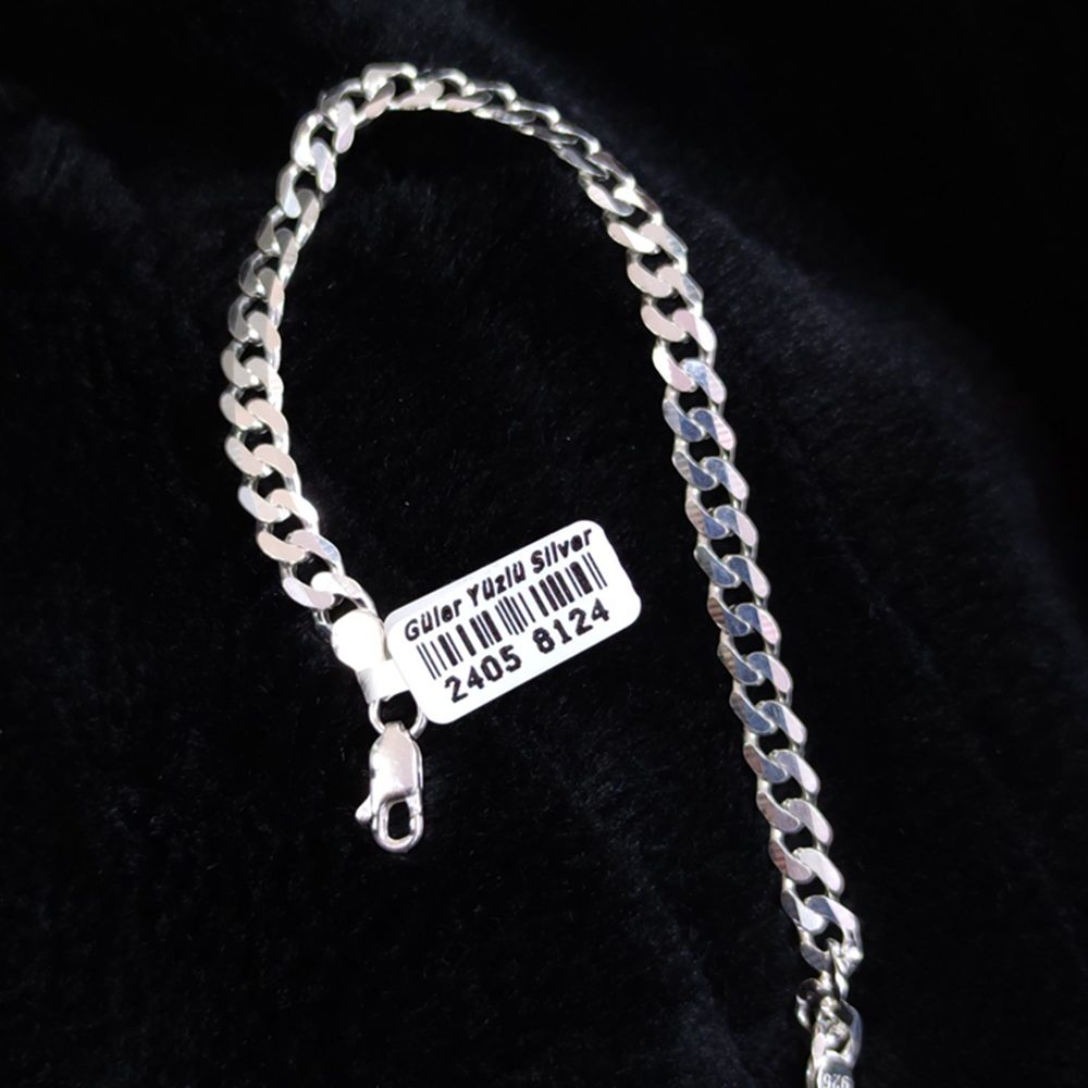 6 MM GURMET ZİNCİR GÜMÜŞ BİLEKLİK 21 CM