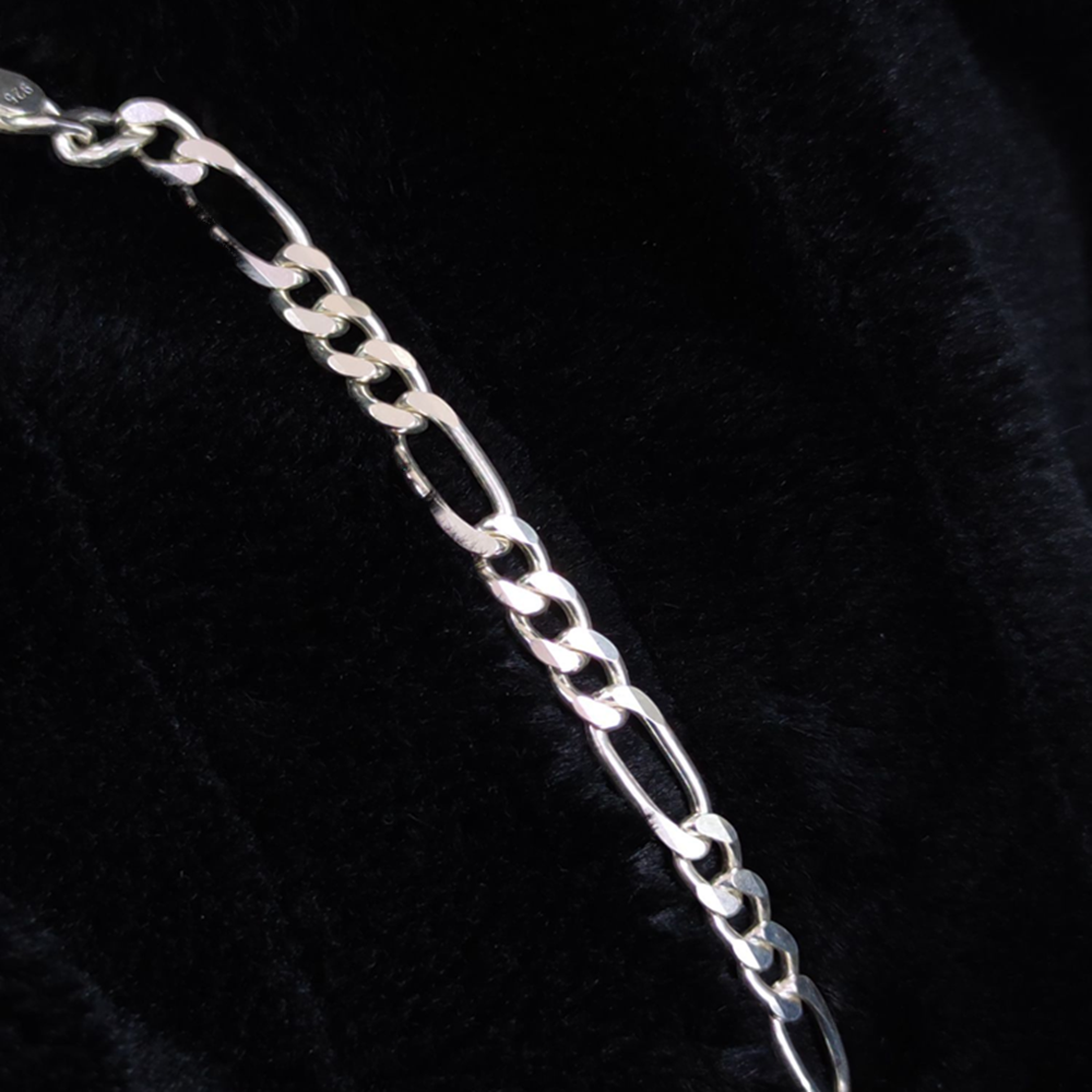 8 MM FIGARO ZİNCİR GÜMÜŞ BİLEKLİK 21 CM