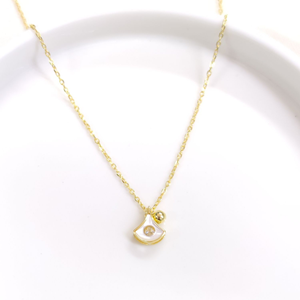 İTHAL SEDEF 10 MM İÇİ TAŞ DETAY GÜMÜŞ KOLYE