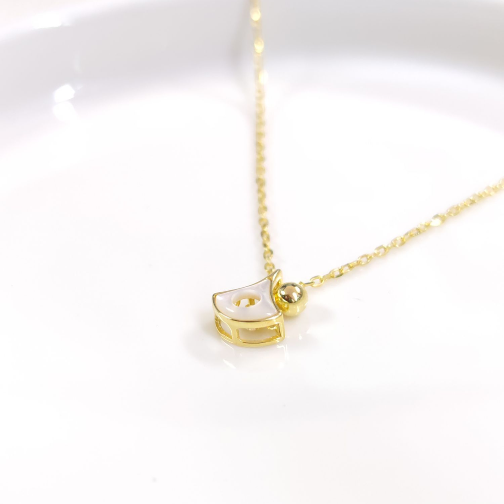 İTHAL SEDEF 10 MM İÇİ TAŞ DETAY GÜMÜŞ KOLYE