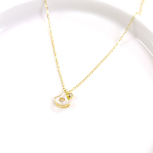 İTHAL SEDEF 10 MM İÇİ TAŞ DETAY GÜMÜŞ KOLYE